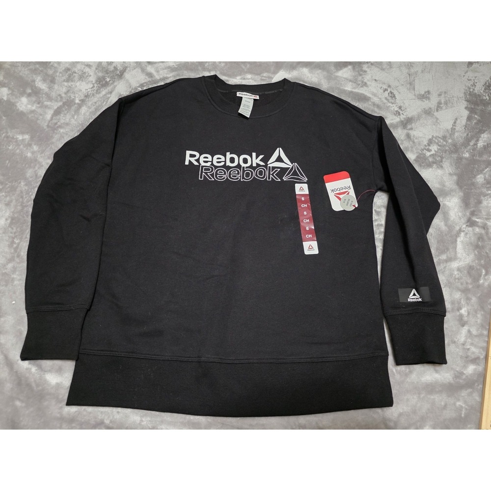 Reebok unisex Small Fleece Sweatshirt Black Classic Casual Crewneck NEW